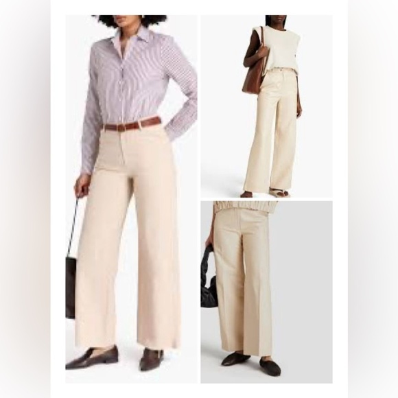Lou Lou Studio Pants - Loulou Studio LEATHER Cream Wide-Leg Trousers